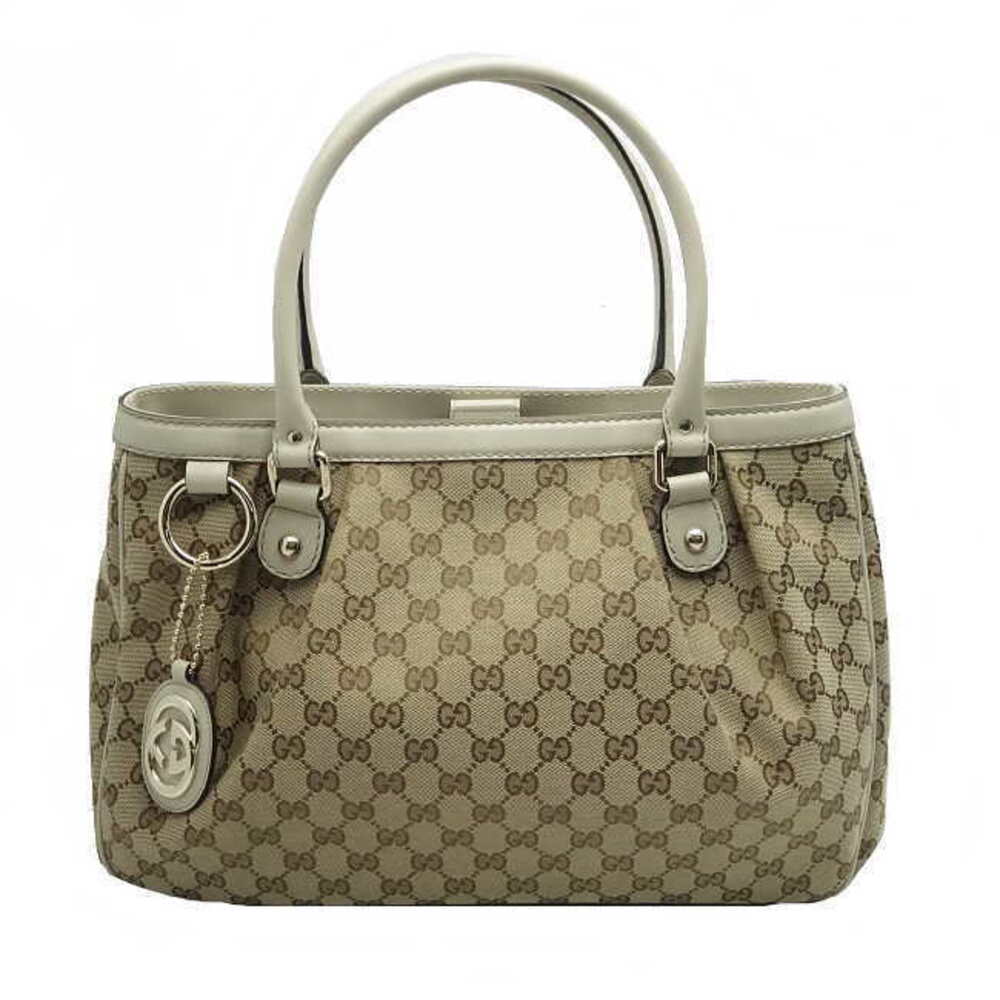 Gucci Tote bag WG Sneaky canvas leather Beige Ivory White